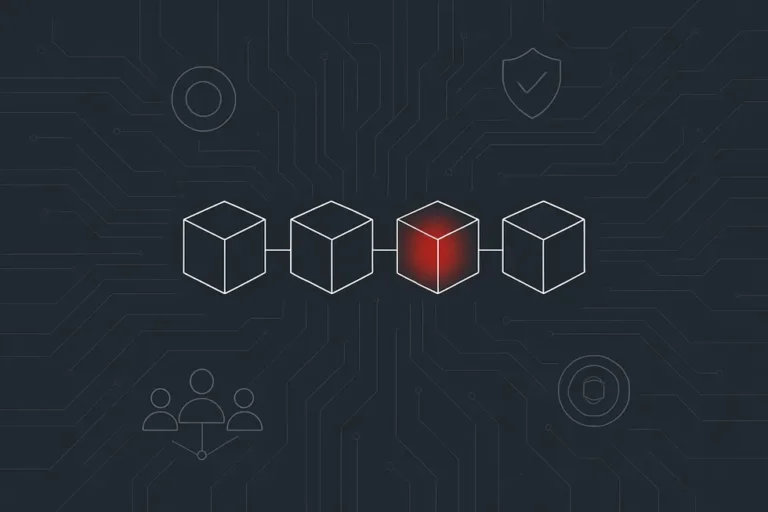 複数のブロックとネットワーク構造を組み合わせた未来的なカバービジュアル