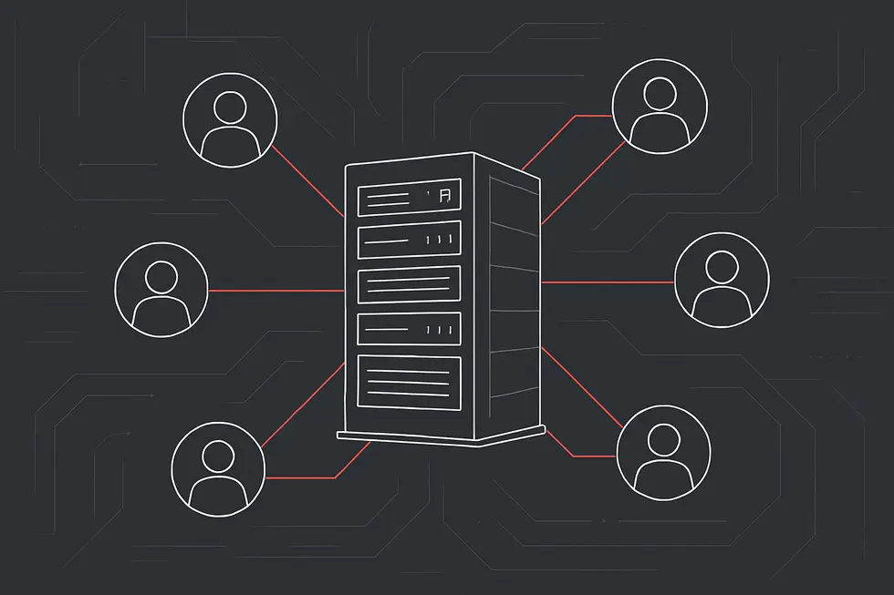 中央集権型取引所の構造とユーザーの関係を示すイラスト。