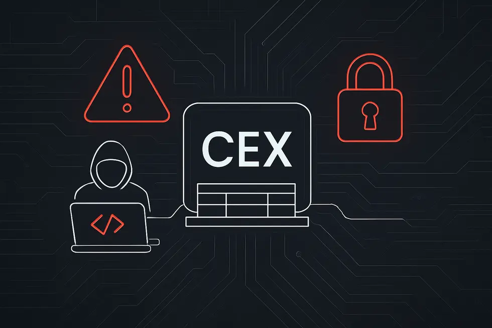 中央集権型取引所の構造とユーザーの関係を示すイラスト。