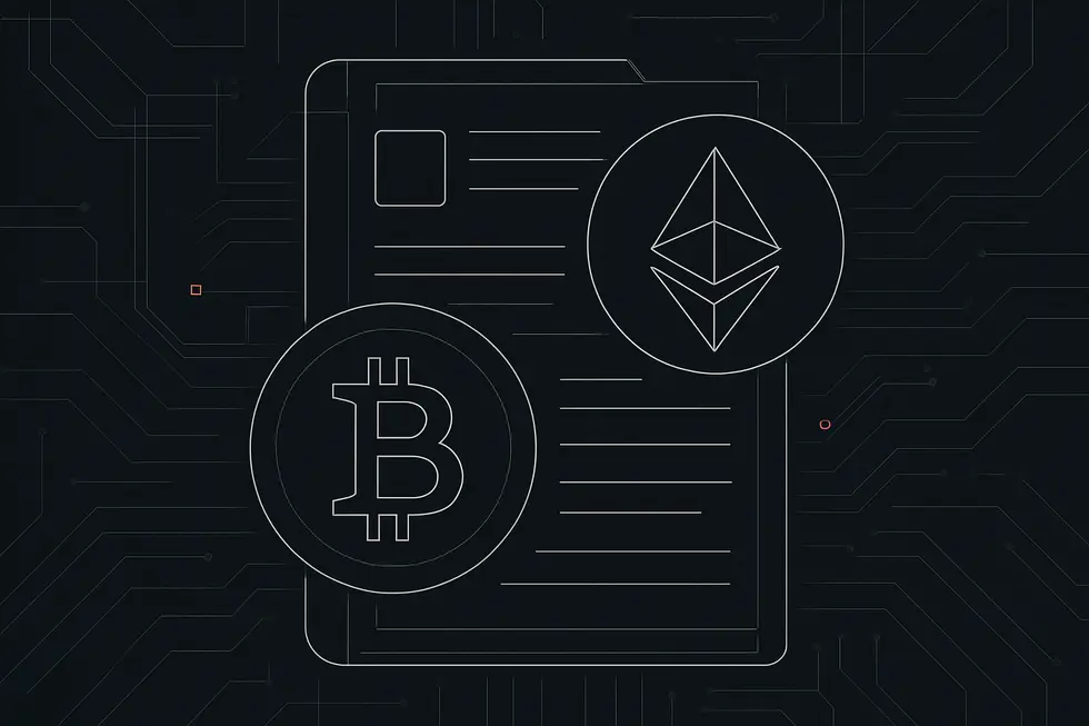 ホワイトペーパーの目的を示すシンボリックなデジタル文書。