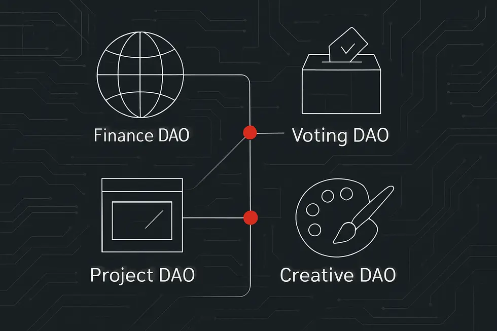 DAOの非中央集権ネットワーク構造を表現したイメージ