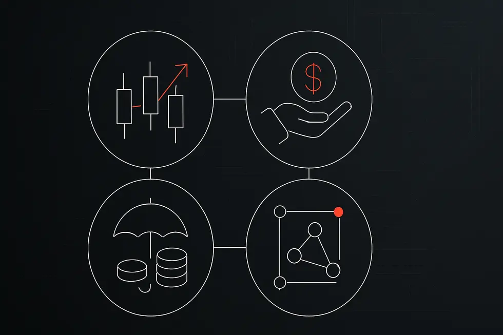 DeFiのネットワーク構造を暗示する近未来的ワイヤーフレーム図