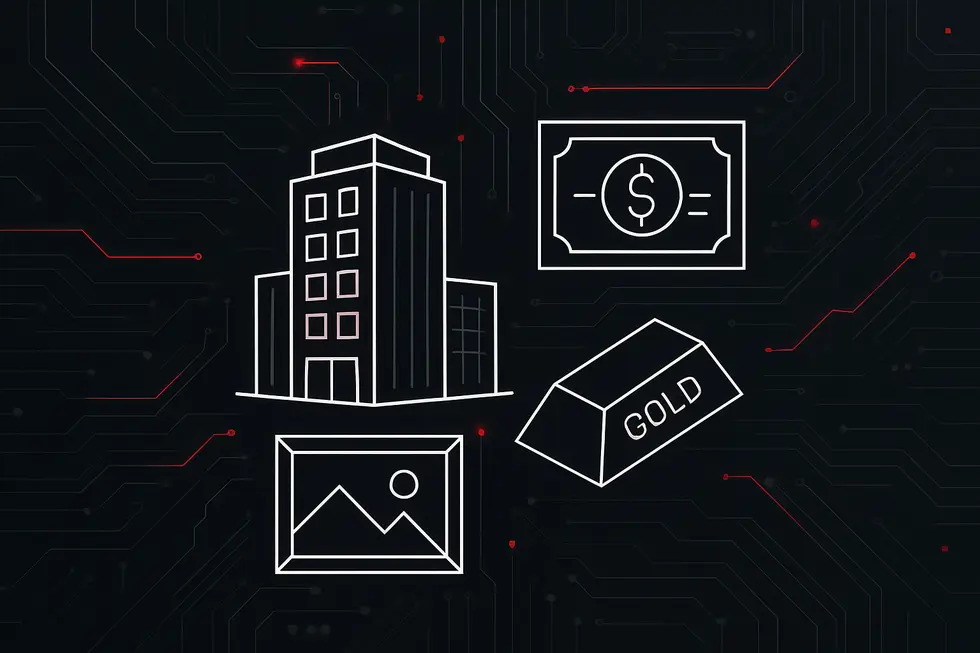 さまざまな現実資産をデジタル化するイメージ