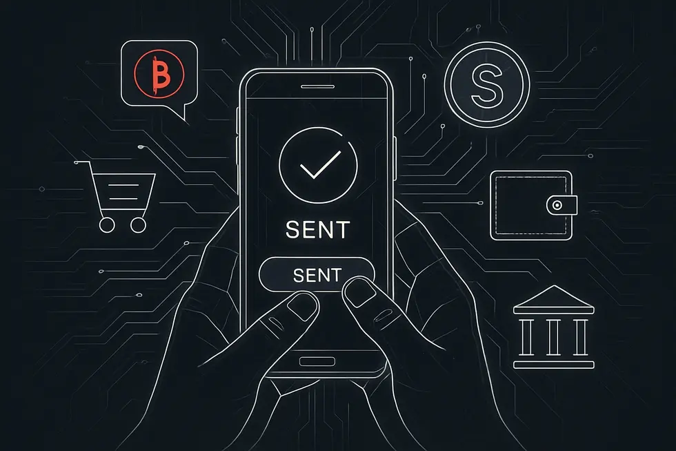 デジタル回路上に配置された安定感のあるコインのイメージ