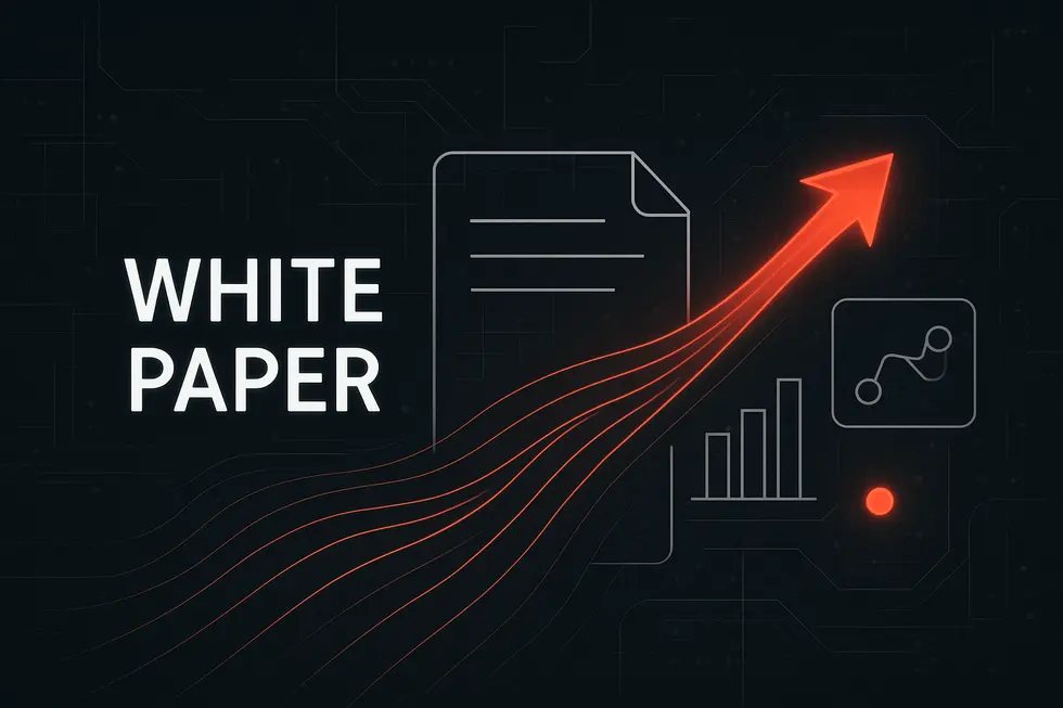 ホワイトペーパーの目的を示すシンボリックなデジタル文書。