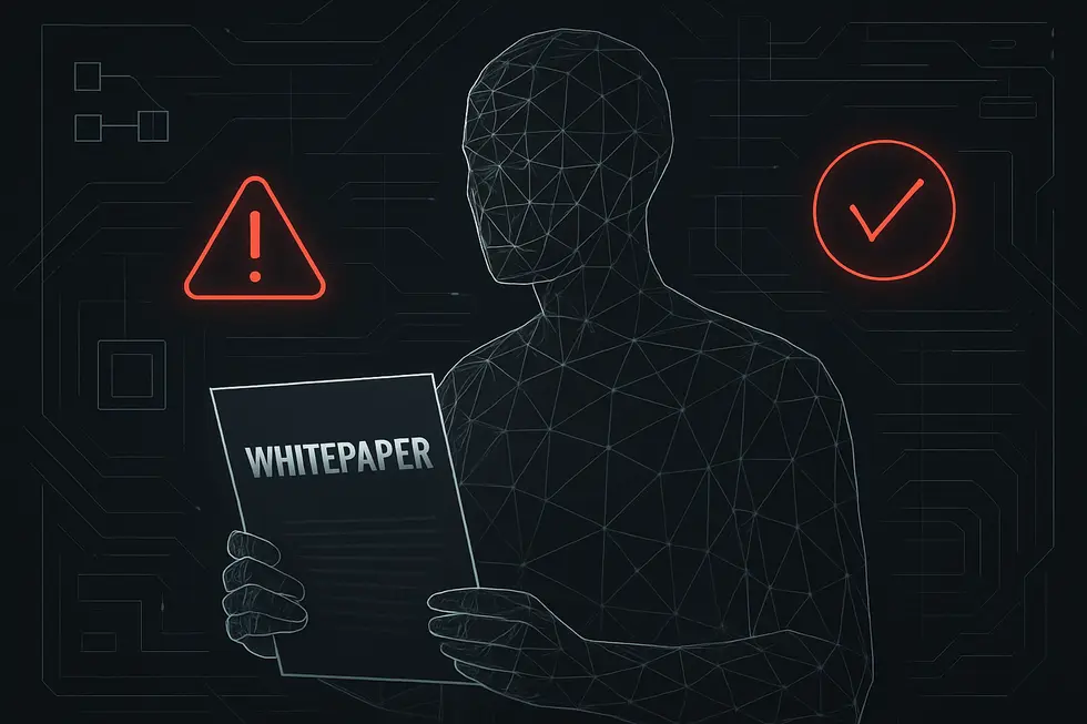 ホワイトペーパーの目的を示すシンボリックなデジタル文書。